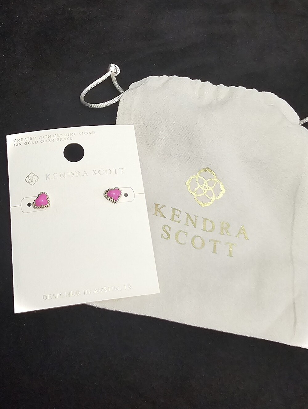 Kendra Scott Anna Pink Heart Earrings 14k Gold Over Brass